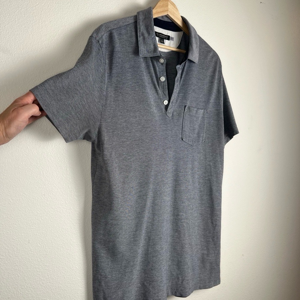 Banana Republic Mens Polo Large Grey Casual Front Pocket Golf Outdoor Preppy - Picture 7 of 10
